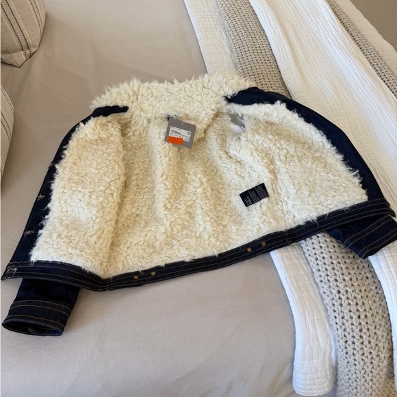 SUPER TRENDY LUXURY BRAND KHAITE SHERPA LINED DENIM JACKET. SIZE M RETAIL $1000 - Picture 6 of 6